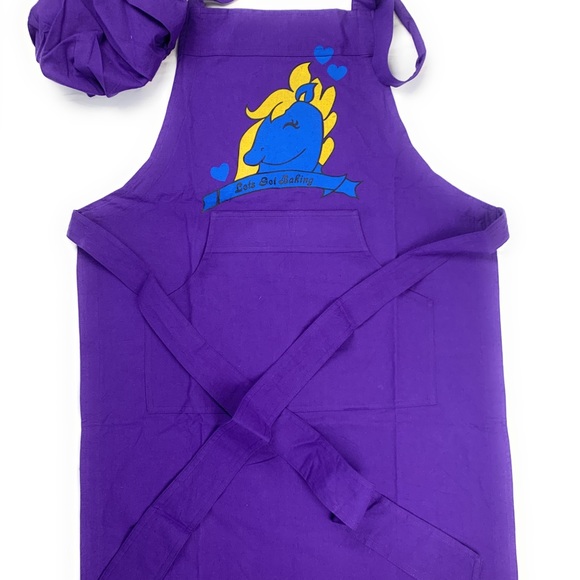 Purple bib apron and chef cap - Picture 4 of 7